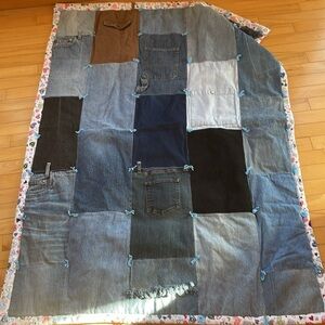 40x54” 🥰 handmade blanket denim jean and hearts